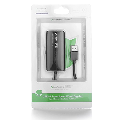 Ugreen 3 Ports USB 2.0 Hub mit rj45 Lan Fast Ethernet Netzwerkadapter Konverter 100 Mbps für Windows 10/8.1/8/7/ Vista/XP,Mac OS 10,6 bis 10.11 El Capitan,Linux und Chrome OS Schwarz