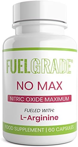 FUELGRADE No Max Nitric Oxide with L-Arginine HCI (60 Capsules) NO2 Booster &amp; Pre-Workout Supplement | Natural Vasodilator | Sustain Stamina, Endurance | Build Lean Muscle
