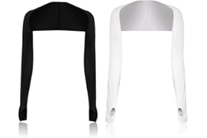 YUUSIKCO 2 PCS Boléro de Protection UV Echarpe de Protection Solaire pour Femmes Manchettes Echarpe de Refroidissement en Soie Glacée Manchettes avec Trous pour Doigts Gants sans Doigts Manches