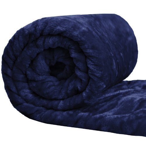 FAUX FUR MINK SOFA BED THROW SOFT WARM BLANKET SINGLE DOUBLE KING SIZE FUR THROW[Navy,Knig 200cm x 2