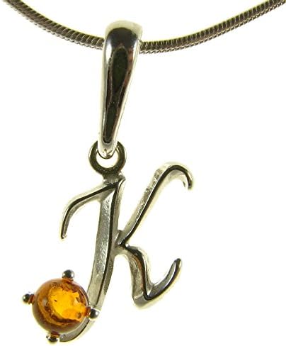 Baltic amber and sterling silver 925 alphabet letter k pendant jewellery jewelry (no chain)