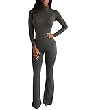  Buauty Frauen Rollkragen Langarm Fleece gefütterte Shirt Bodycon Jumpsuit