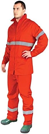 ORANGE Hi Vis Rain Suit New Waterproof Jacket Trousers Set Mens Rain Coat Hi Visibility (Medium)