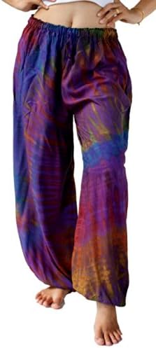 Treasures of Thailand Real Tie Dye Pants Unisex Harem Hippy Beach Casual Wear Purple