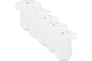 BABAN BABY Baby Bodysuits, Baby Vests, Newborn Vests, Cotton Short Sleeved Newborn Bodysuit, British Made for Boys or Girls, 5 Pack