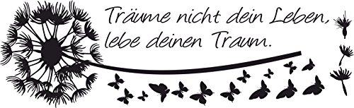 greenluup Wandtattoo Pusteblume Schmetterlinge Spruch träume nicht dein Leben schwarz - 4