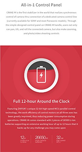 Zhiyun Crane m 3 assi brushless palmare Gimbal con controller wireless â€“ rotazione di 360 gradi illimitato 12 ore di autonomia per smartphone/mirrorless/Action Camera â€¦ (Grane-M)