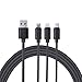 Produktbild iProtect 3in1 Highspeed Ladekabel u Datenkabel aus Nylon mit USB-C, Micro USB und Apple Lightning Anschluss in Schwarz