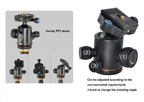 AFUNTA Q666 cámara portátil de aluminio magnesio Profesional Trípode de cámara Monopod Q-666 Trípode con Rotula bolsillo para DSLR Canon Nikon Sony Petax