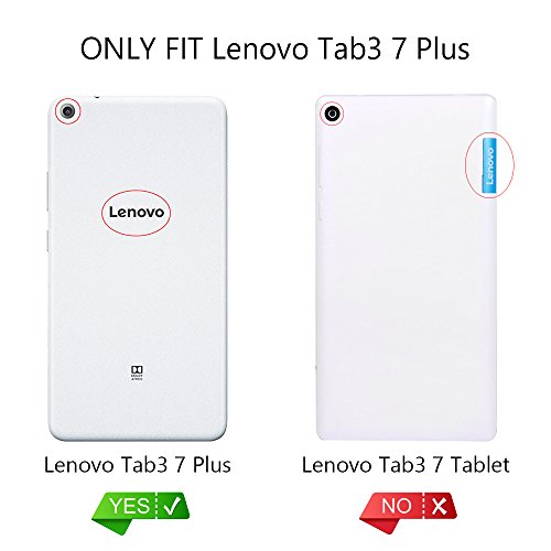 Lenovo Tab3 7 Plus Hülle – Ultra Dünn und Leicht PU Leder Schutzhülle mit Standfunktion für Lenovo Tab3 7 Plus 7.0 Zoll Tablet 2016 Release, Schwarz (Nicht für Lenovo Tab3 7 Tablet) - 2