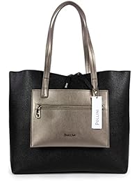 Pollini - Bolso de asas de Cuero para mujer Negro Negro PZ