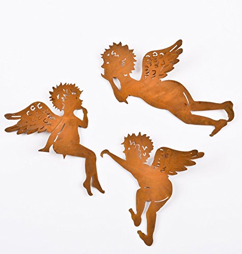 Engel Deko Anhänger 3er Set Metall 14x12cm (Rost)