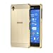 Produktbild Sony Xperia Z3 Spiegel Hülle,Xperia Z3 Mirror Cover,WIWJ Handyhülle Spiegel Metall Case Cover 2 in 1 Aluminium Rahmen PC Bumper Case Schutzhülle für Sony Xperia Z3-Tyrant Gold