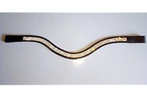 Cwell Equine a Forma di U 3 File di Ottima qualità in Pelle Trasparente Mega Sparky frontalino Nero/Marrone (Full 40,6 cm Marrone)