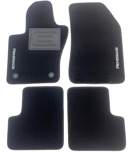 Kit Tappetini Auto Su Misura Per RENEGADE – 2 Anteriori + 2 Posteriori, Moquette E Gomma, Bordi E Ricami Personalizzabili