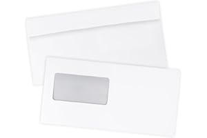 Mocraft DL 110 x 220 mm White Envelopes Peel and Seal 100 GSM Window Envelopes Self Seal for Home Office & Business Mails