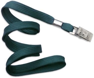 100 Teal Flat Non-Breakaway Lanyards With Steel Bulldog Clip by Specialist ID by Brady People ID