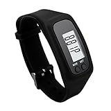 Zolimx Digital LCD Pedometer Run Schritt Fuß Erreichbar Kalorienzähler Uhr Armband (Schwarz)