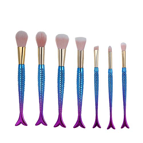 Preisvergleich Produktbild RYTEJFES 7pcs Professionelles Mattrosegoldenes Schminkpinsel Meerjungfrau-Farbverlauf .Foundation Concealer Lidschatten Kosmetikpinsel Beauty Tools Mode Süß Essential Make-up-Pinsel für Anfänger