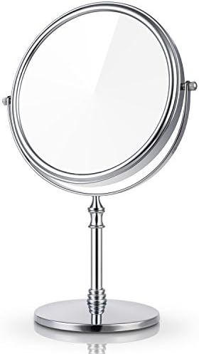 UK Plaque 7X Magnifying Two Sided Vanity Makeup Mirror, Round, Chrome