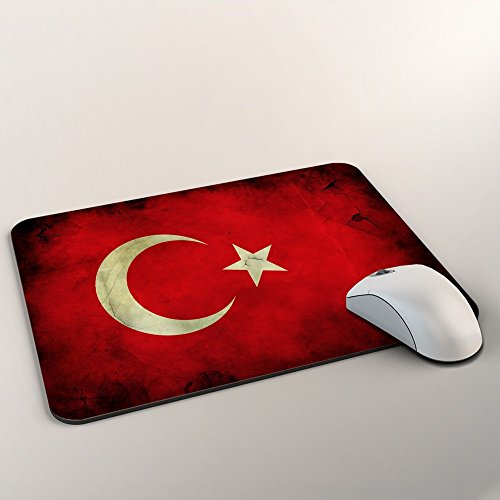 Flagge Türkei 2, Ländern, Mousepad Anti Rutsch Unterseite für Optimalen Halt Kompatibel mit allen Maustypen (Kugel, Optisch, Laser) Ideal für Gamer und für Grafikdesigner. - 2