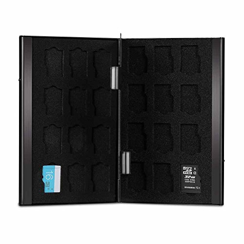 Etui Speicherkarten Aufbewahrung Schutzbox für Mikro SD Karte und TF Karte aus Alulegierung 9.3 x 6 x 1cm (24pcs TF, Schwarz) - 2