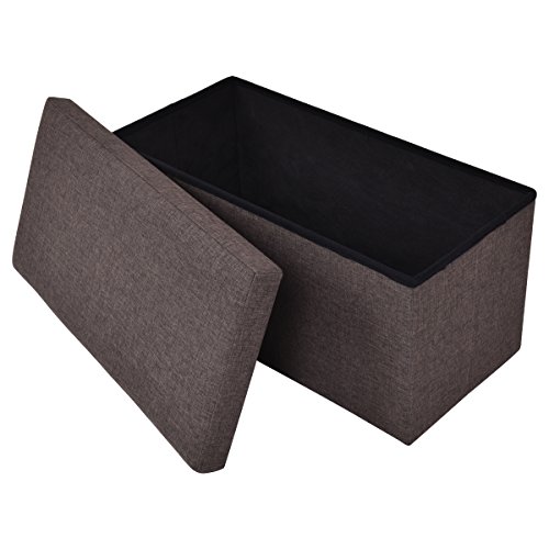 Costway Sitzhocker mit Stauraum Sitzwürfel Sitzbox Sitzbank Aufbewahrungsbox Ottomane faltbar Farbwahl 76x38x38cm (braun) - 3