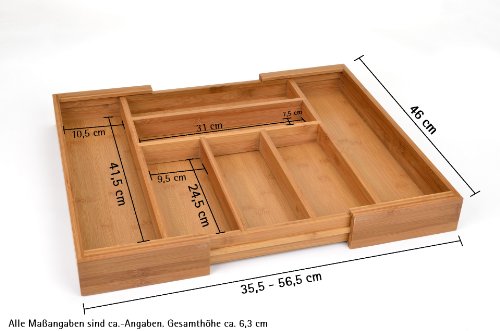 GRÄWE Besteckkasten ausziehbar aus Bambus, variabel 36-57 cm - 2
