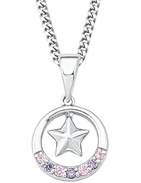 Prinzessin Lillifee Kinder-Kette Mädchen längenverstellbar mit Anhänger Stern 925 Silber rhodiniert Zirkonia rosa...