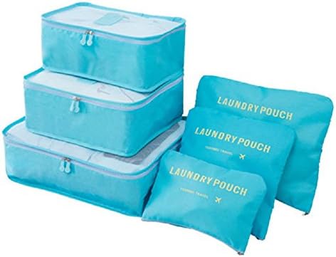 Packing Cubes – Love2Travel 6pcs Sets Travel Storage Bag Organizer Luggage Compression Pouches (Blue)