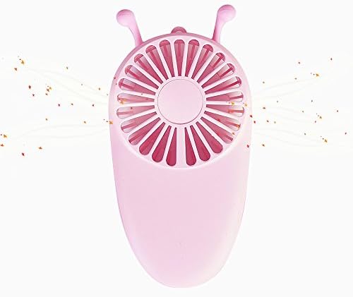 RSPrime Handheld Bee Style Electric Fans Portbale Mini Desk Fans Outdoor 3 Modes Desktop Table Fan Summer Air Cooler Fan Rechargeable Battery and USB Cable (Pink)