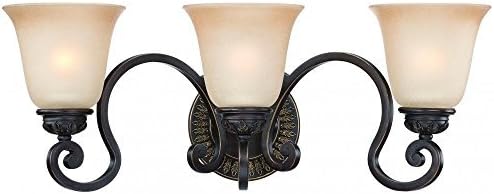 Jeremiah 28203-ABZG Josephine 3 Light Vanity Light Fixture with Salted Caramel Glass, Antique Bronze/Gold Accents by Jeremiah