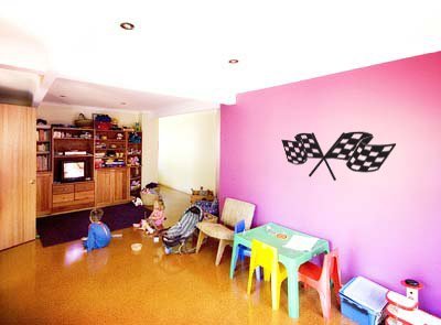 Stickerbrand? Sports Vinyl Wall Art Checkered Flag Wall Decal Sticker - Black, 21 x 52. Easy to Apply & Removable. Includes FREE Application Squeegee by Stickerbrand