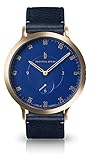 Lilienthal Berlin Unisex Armbanduhr 'L1' in Gold-Blau mit braunem Lederarmband - L01-104