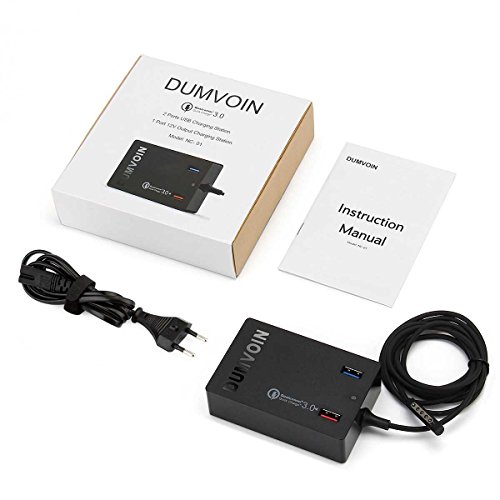Microsoft Surface Pro 2, Surface Pro Ladegerät 12V 3.6A, DUMVOIN 72W AC Adapter Multi-Port-Ladestation Qualcomm Quick Charge 3.0 Stromversorgung für Google Nexus 6, iPhone, iPad, Samsung Galaxy S7 / S6 / LG - 9