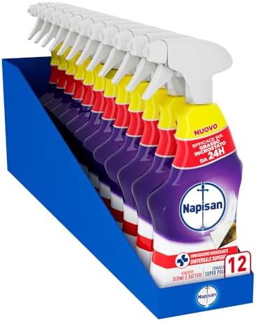 Napisan Sgrassatore Igienizzante Universale Superfici, Confezione da 12 pz da 740 ml di Sgrassatore Igienizzante, Spray da 740 ml
