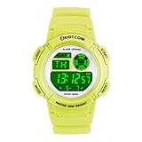 Jungen Digitaluhren, Jungen Kinder Uhr Mädchen Jungenuhr Wasserdicht 5ATM Sportuhren Digital Armbanduhr Uhr mit Wecker/Stoppuhr, Datum & Woche und Kalender,Nachtlicht Outdoor Sports Uhren (Gelb)