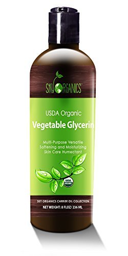 Organic Vegetable Glycerin by Sky Organics - Non-GMO, Kosher, USP Grade, Hypoallergenic, Cold-pressed - Benefits Hair & Skin - Excellent Emollient- Ideal Soap Base, Moisturizer and DIY- 236ml