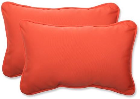 Pillow Perfect Rectangular Throw Pillow with Melon Sunbrella Fabric, Set of 2 by Pillow Perfect