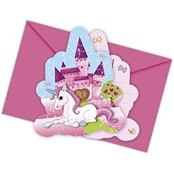 12-piezas Kit de invitación Unicornio para Cumpleaños Niños o Fiesta motos con 6 Tarjetas invitación y 6 Sobres niños cumpleaños fiesta Invitaciones Tarjetas Unicornio Niña Mundo de ensueño Candado