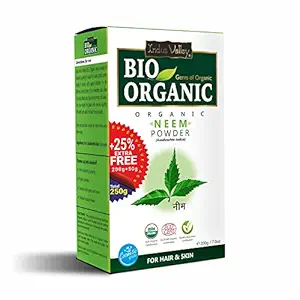 INDUS VALLEY Bio Organic Neem Powder | Organic Azadirachta indica, 100% Organic & Chemical Free Hair Cleanser For Healthy Hair - 200gm