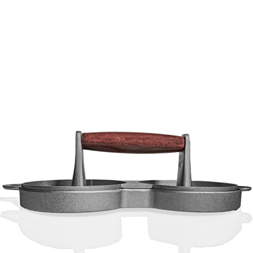 Doppel Hamburgerpresse Set Hamburger Maker Form 2 tlg. mit Holz Griff aus Aluminum Antihaft BBQ - 8