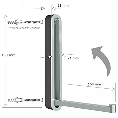 Klapphaken Designer Garderobe TESSIN – weiss – für Balkon, Terasse und Garderobe – platzsparend, modern, stabil, Klapp-Haken aus wetterfestem Chrom und hochwertigem Kunststoff. Exklusive Mini Klapp-Garderobe. - 4