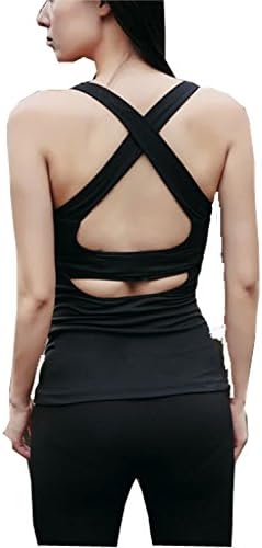 Harem Yoga Haerm Yoga Round Neck Cami Sport Workout Running Tank Top Crossback Vest Black M