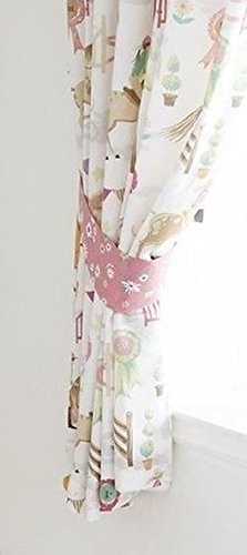 Kidz Club Animali, Cavalli Pronto Matita Pieghe Foderato Tende, Rosa, 66 x 72