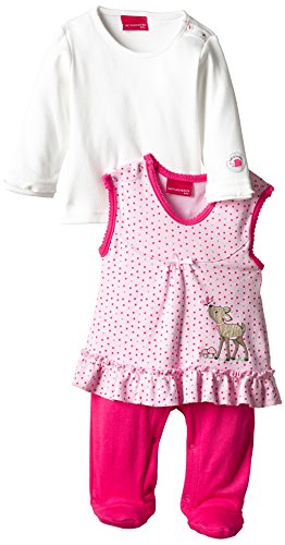 SALT AND PEPPER Baby Girls NB Playsuit L.friends Kleid Crew Neck Long Sleeve Footies, Pink (soft Pink 847), 0-3 Months (Manufacturer size: 56)