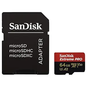 SanDisk 64GB Extreme Pro microSDXC Card with SD Adapter U3 V30 A2 170MB/s R 90MB/s W