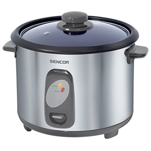 Sencor SRM 1800SS Reiskocher (Volumen 1,8 l (zum Kochen von 1500 g Reis) / Aufnahmeleistung 700 W / Kontrollleuchte zum Kochen und für die Warmhaltefunktion / Silber)