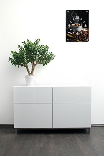 Kaffee Luxus Designer Wanduhr Funkuhr aus Schiefer *Made in Germany leise ohne ticken WS108FL - 3