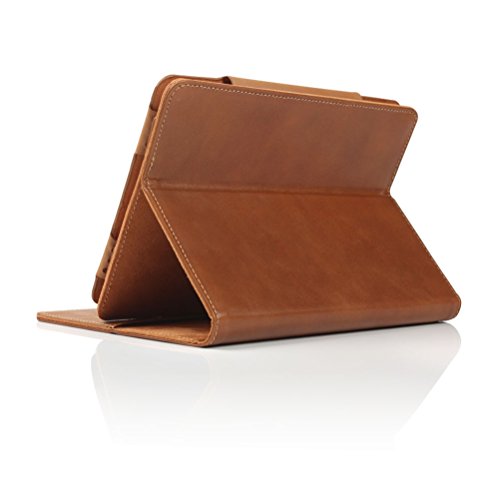 BORIYUAN Echt Ledertasche Case Hülle für den neuen AMAZON KINDLE Paperwhite 2015 300 ppi-Display , 6 Zoll / Kindle Paperwhite 2014 2013 2012 Schutzhülle Hülle Tasche Leder Case Smart Cover aus echtem Leder mit Standfunktion im Bookstyle (Braun) - 2